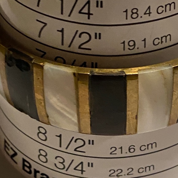 Vintage brass, Onyx and mother of pearl Bracelet - Picture 5 of 5